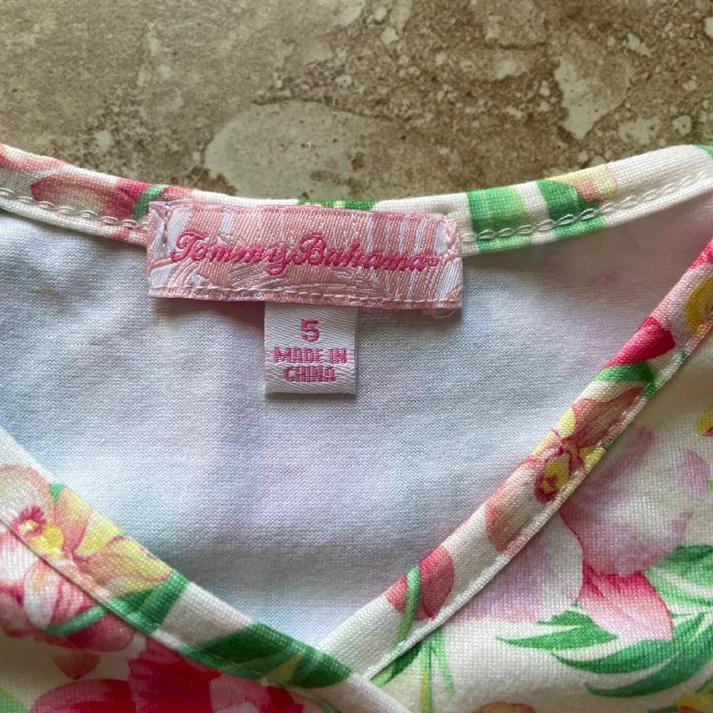 Tommy Bahama Floral Dress Ruffle Tiered Flutter‎ Sleeve Girl Size 5